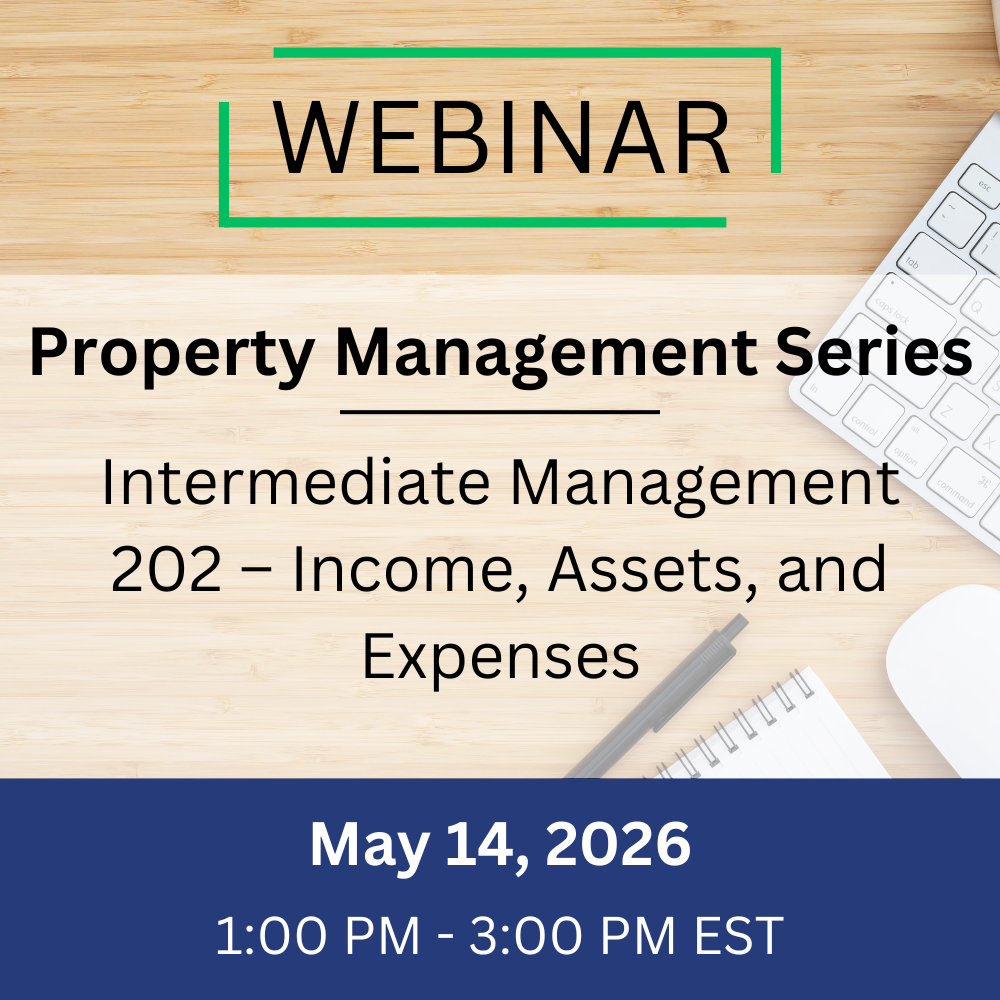 Intermediate Management 202 – Income, Assets, and Expenses – May 14, 2026, 1:00-3:00 pm EST